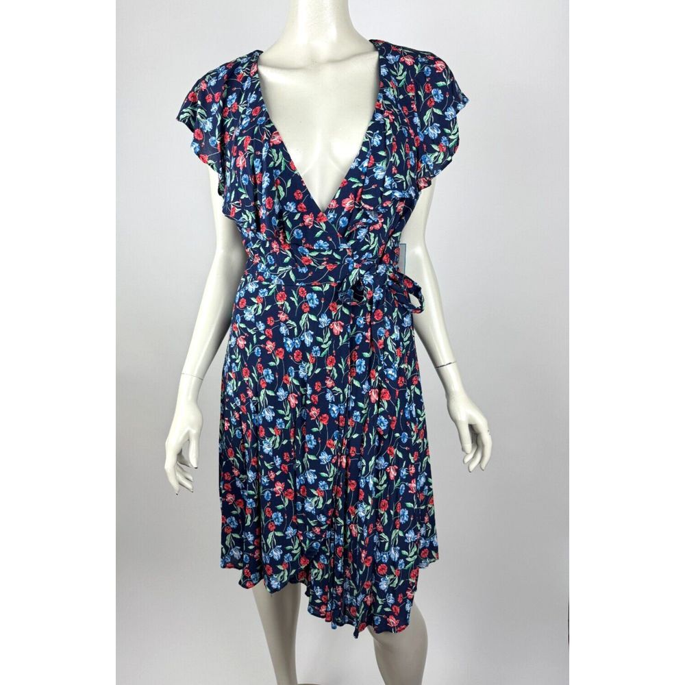 Draper James Floral Wrap Dress Women S NWT $68 Lined Sleeveless V-neck Ruffle